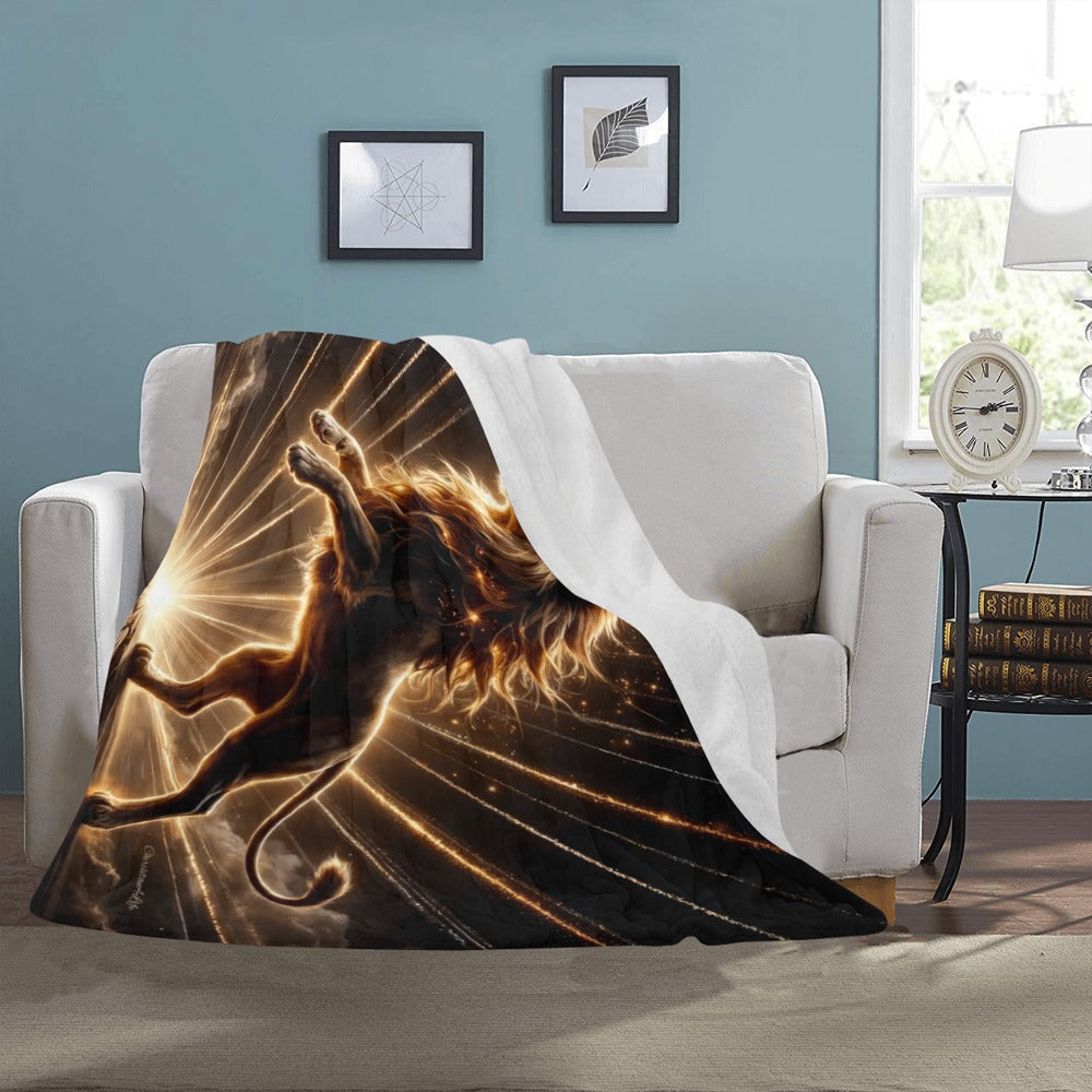 Lion of Judah and Holy Spirit with Golden Rays -Ultra Soft Micro Fleece Blanket (multiple sizes)