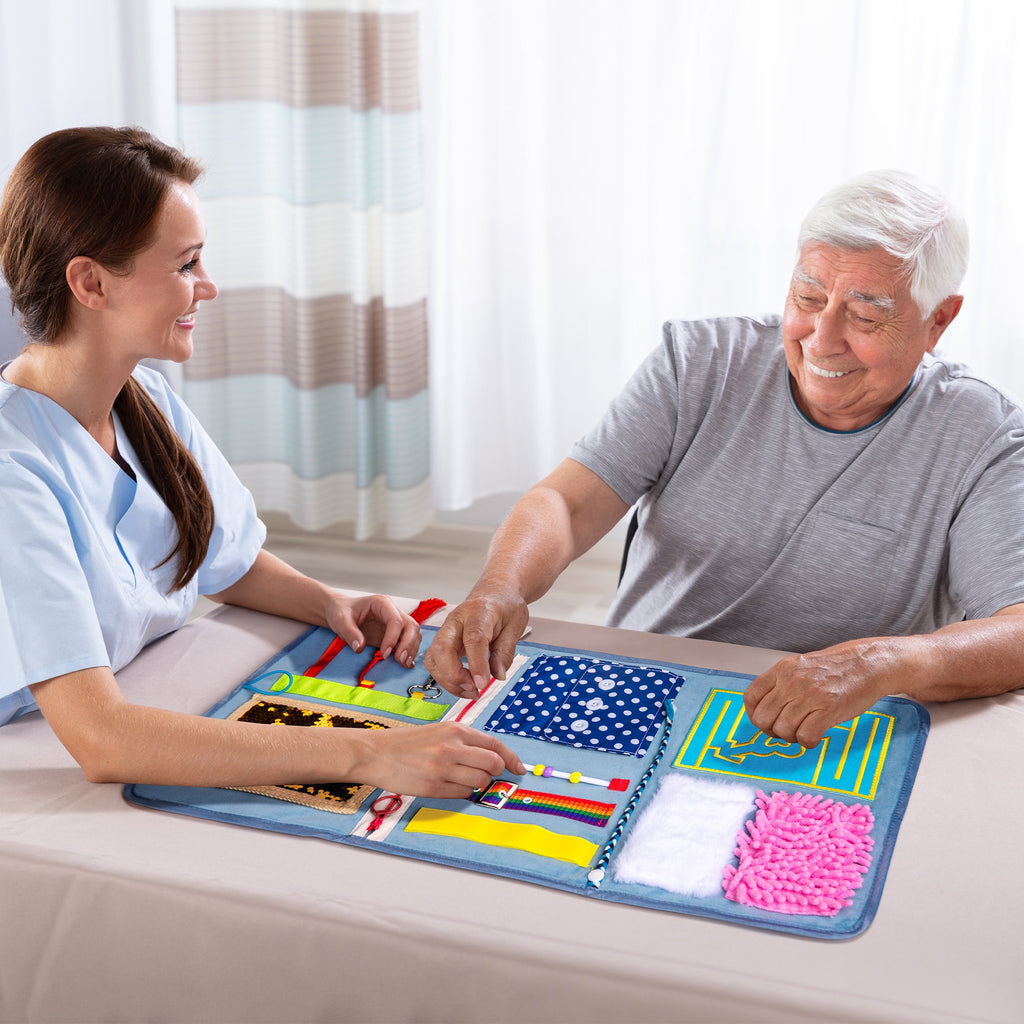 Fidget Blanket for Adults with Dementia & Alzheimer's, sensory activities for dementia patients