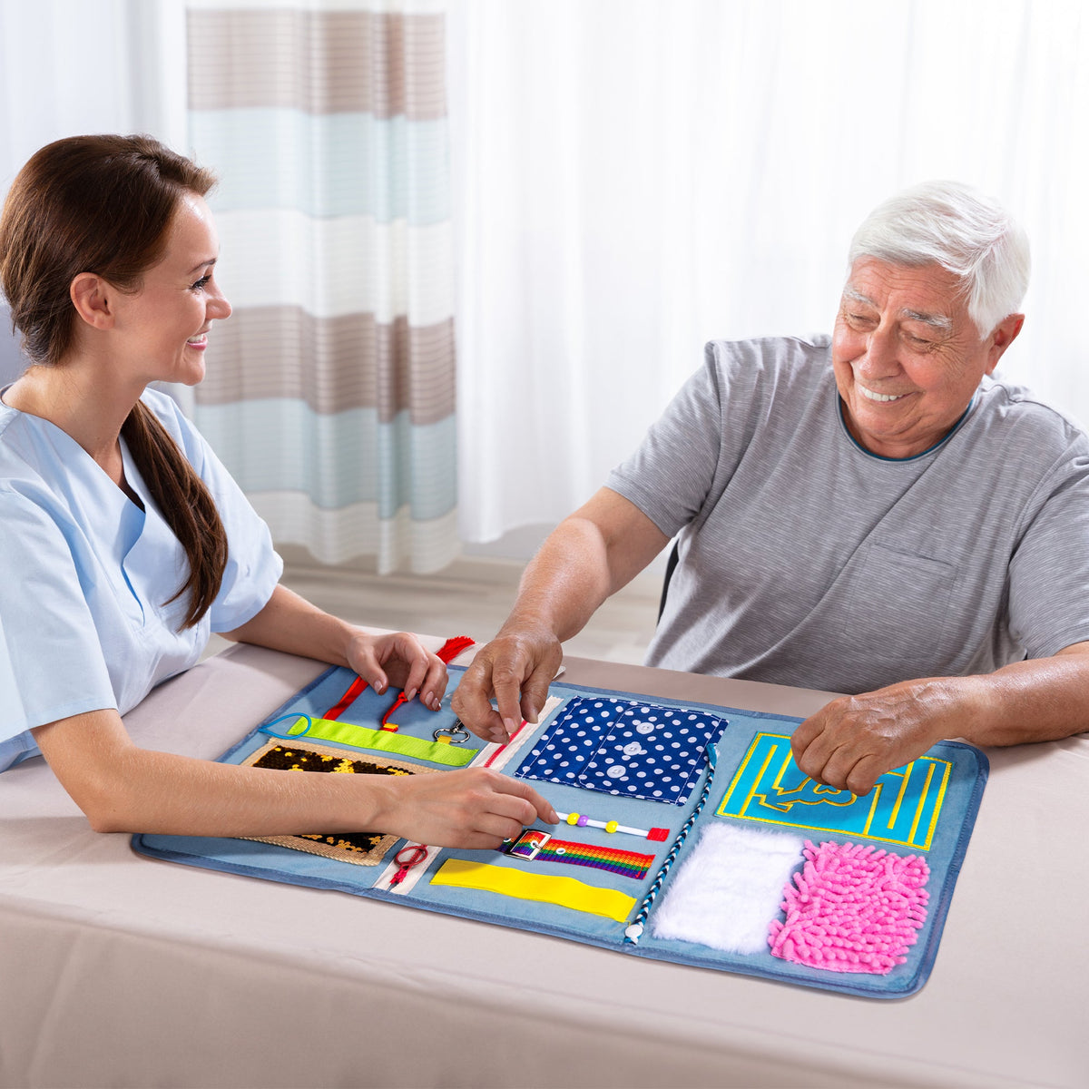 Fidget Blanket for Adults with Dementia & Alzheimer's, sensory activities for dementia patients
