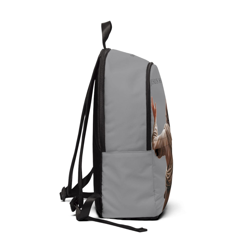 "Jesus Has My Back" Graphic design Christian Backpack (Choose Grey Shade)