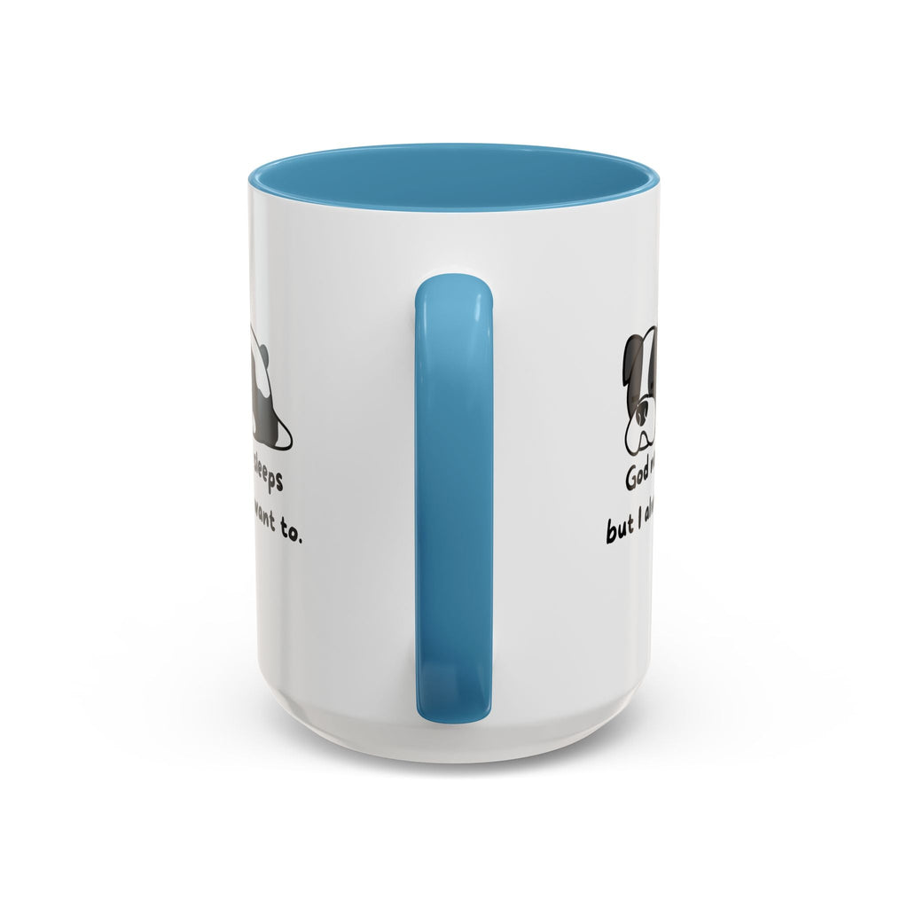 Christian "God never sleeps" 11 oz and 15oz Accent Mug, multiple colors, Christian Mug