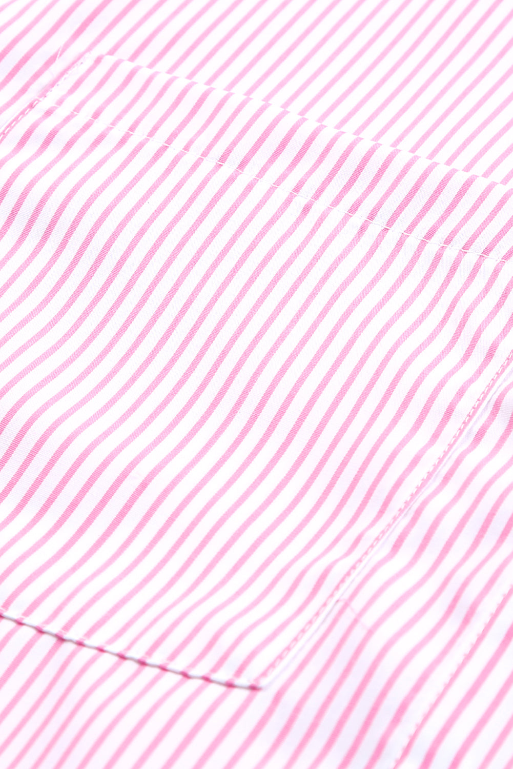 Blue Stripe Striped Casual Shirred Cuffs Shirt