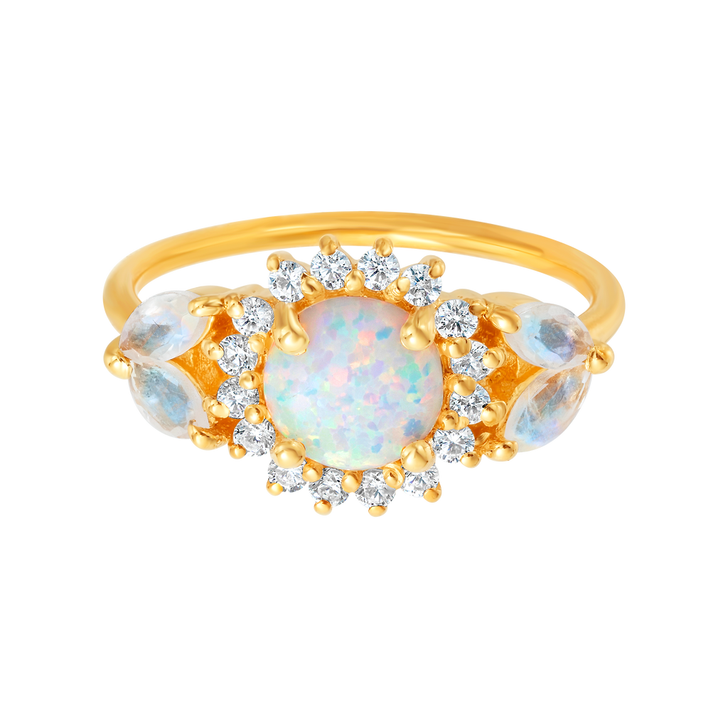 Opal & Diamond Sunflower Queen Ring
