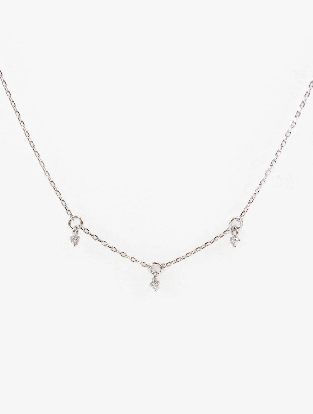 Mini Three Charm Necklace | Silver