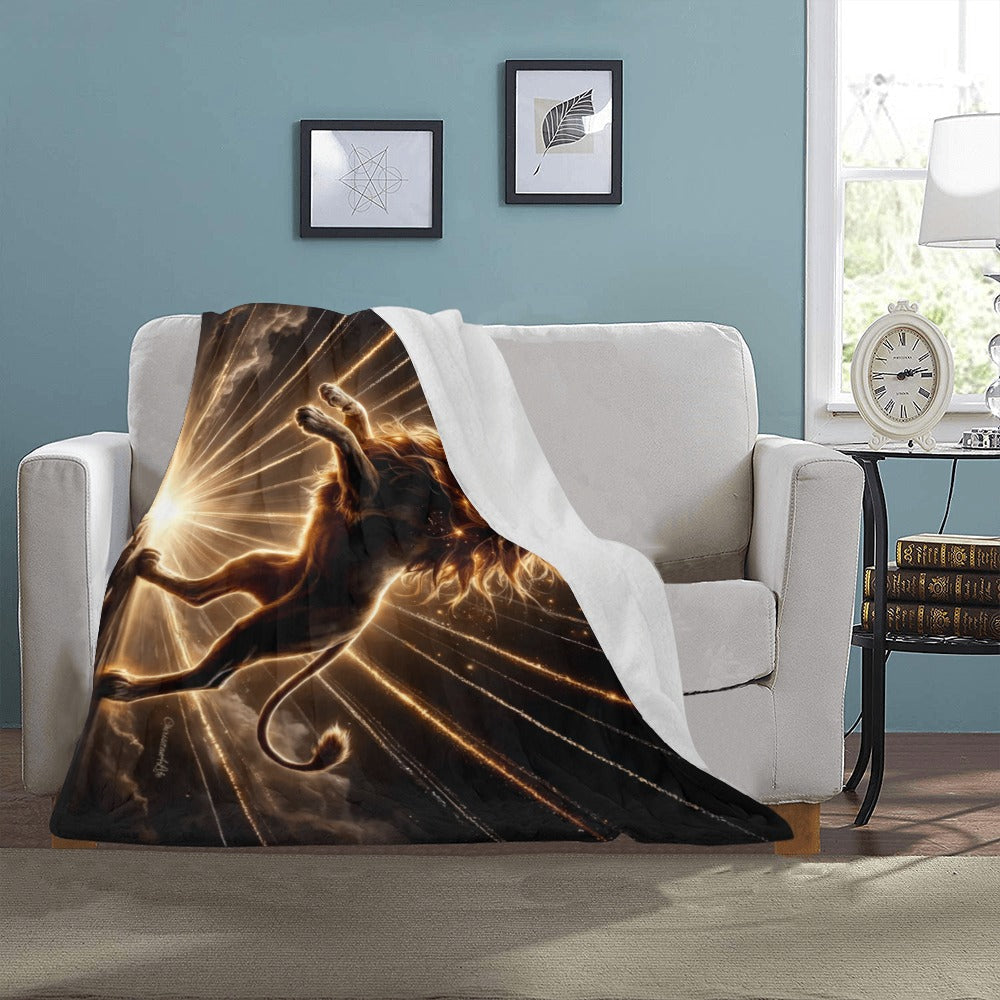 Lion of Judah and Holy Spirit with Golden Rays -Ultra Soft Micro Fleece Blanket (multiple sizes)