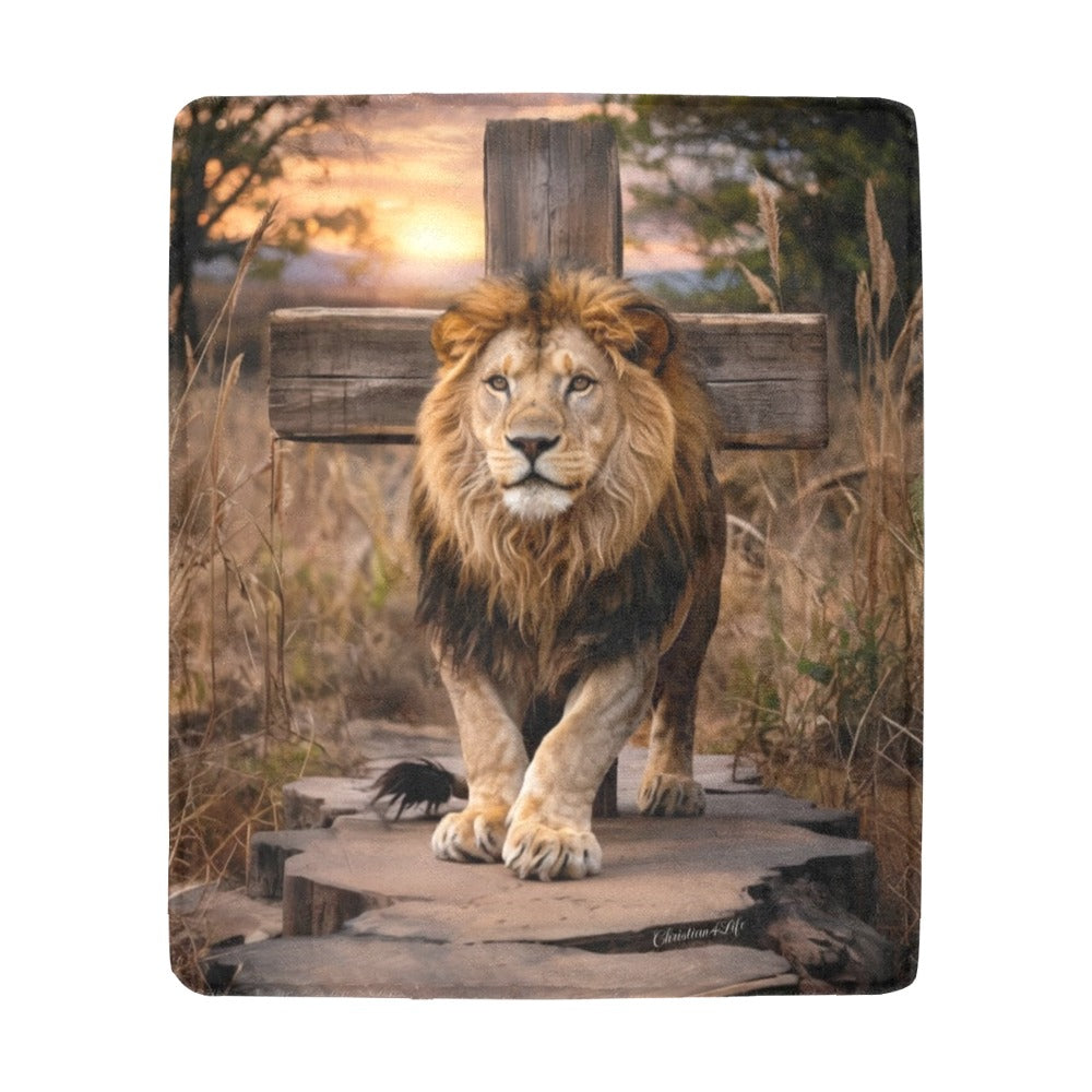 Lion of Judah, Rock and Cross - Ultra-Soft Micro Fleece Blanket (multiple sizes)