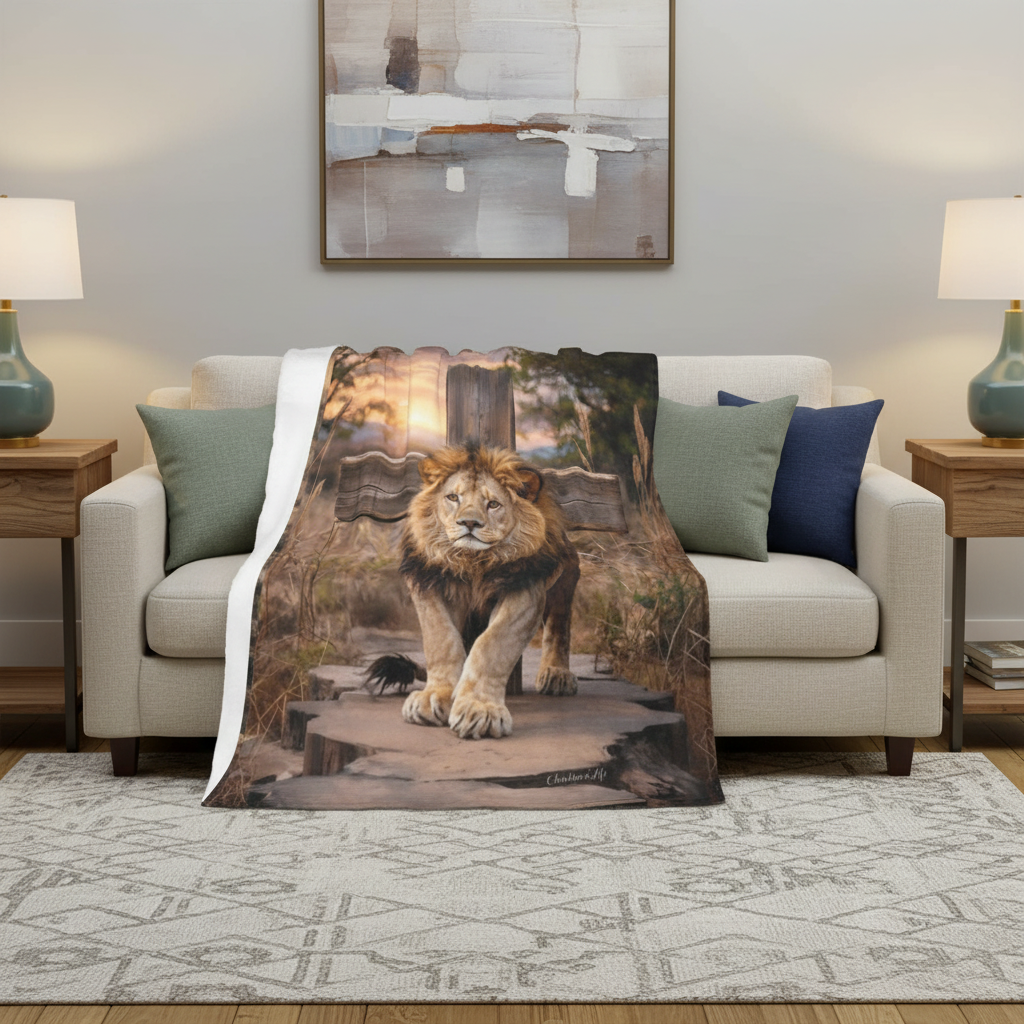 Lion of Judah, Rock and Cross - Ultra-Soft Micro Fleece Blanket (multiple sizes)