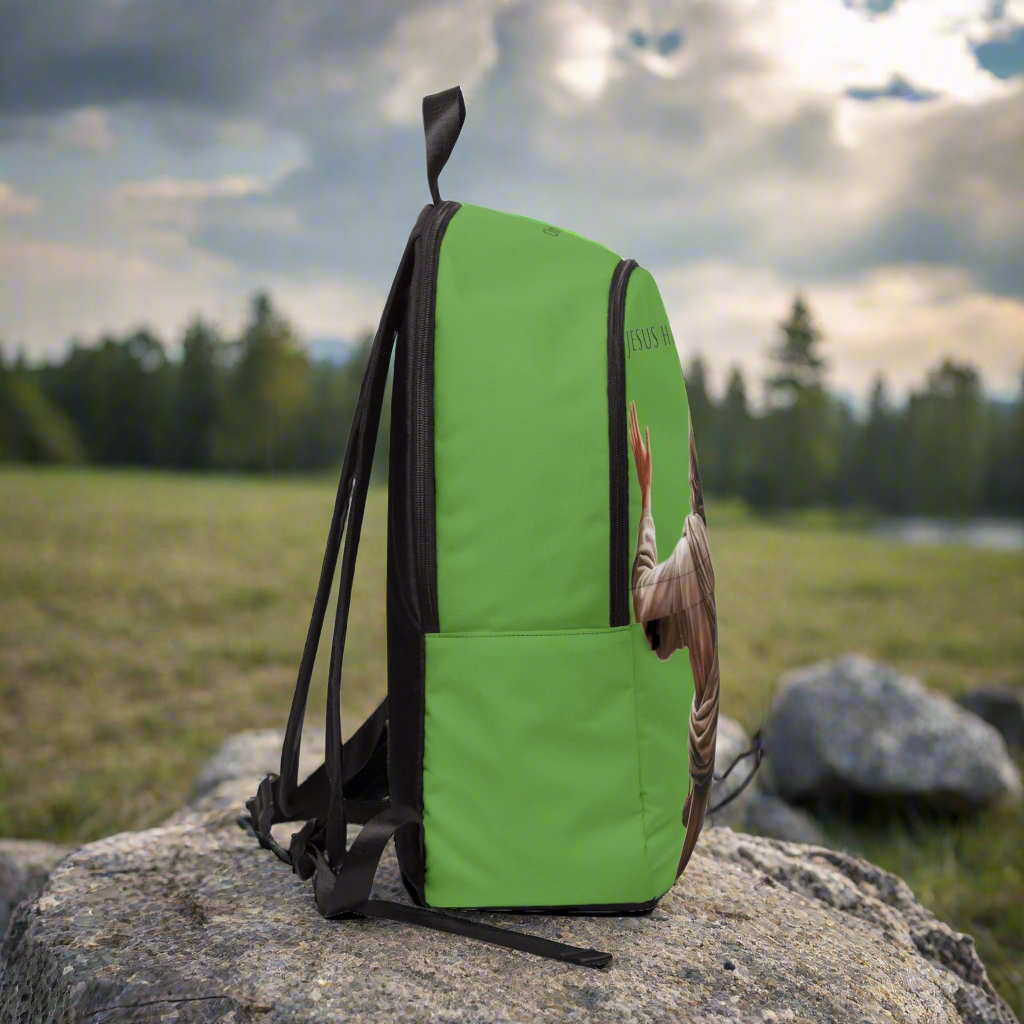"Jesus Has My Back" Christian Backpack (Choose Green Shade)