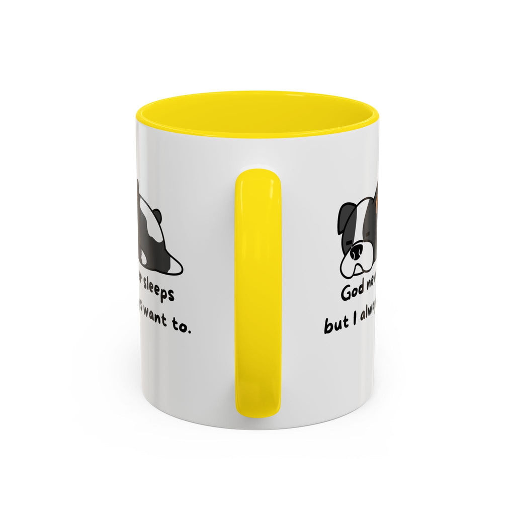 Christian "God never sleeps" 11 oz and 15oz Accent Mug, multiple colors, Christian Mug