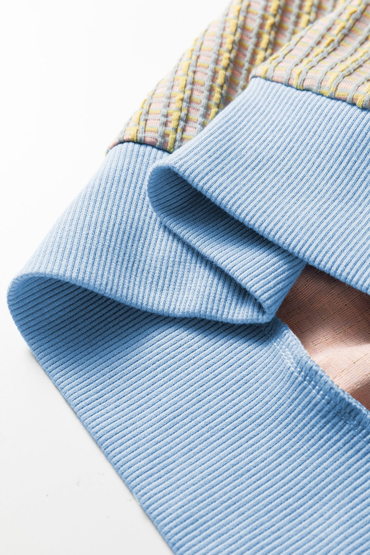 Beau Blue Button Front Jacquard Henley Sweatshirt