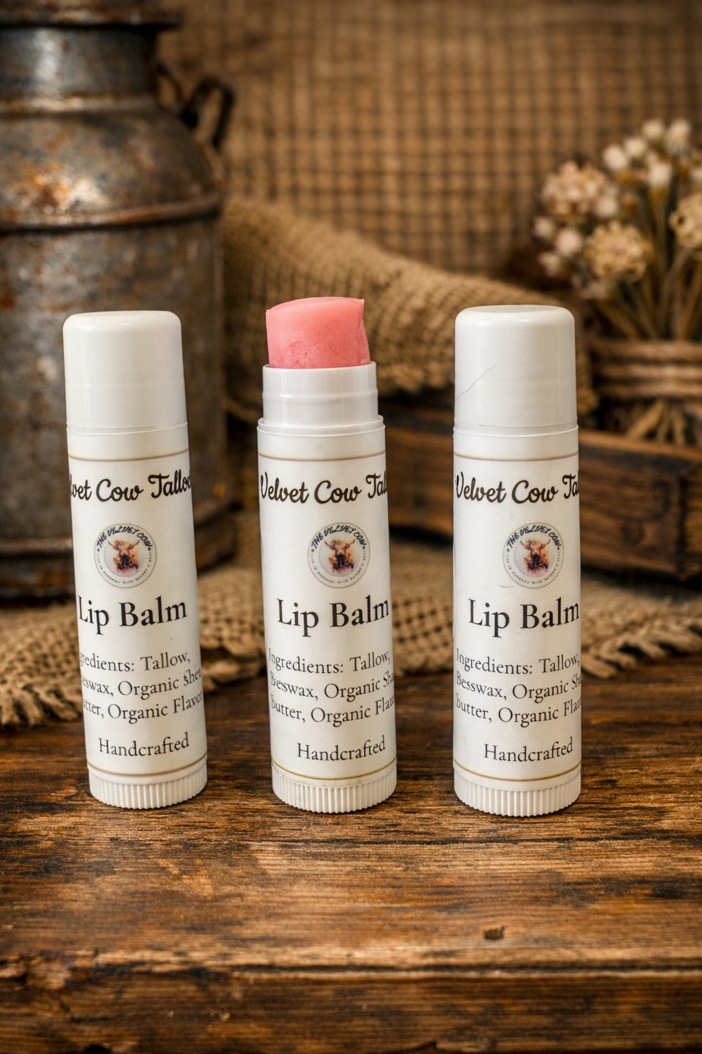 Grass Fed Tallow Lip Balm, Natural Lip Moisturizer, Organic Hydrating Chapstick, Non-Toxic Lip Care