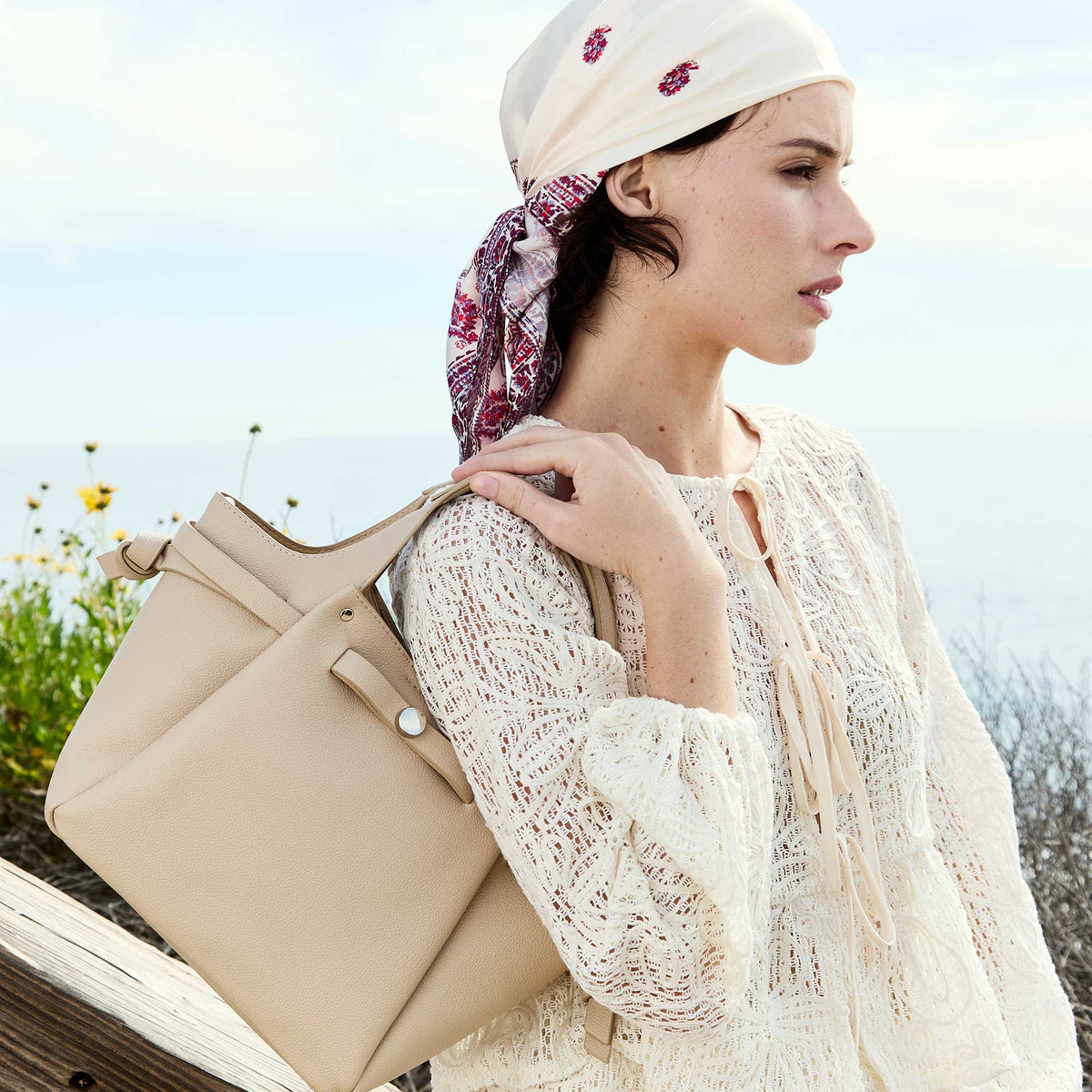 Avril Bone Top Handle Bag