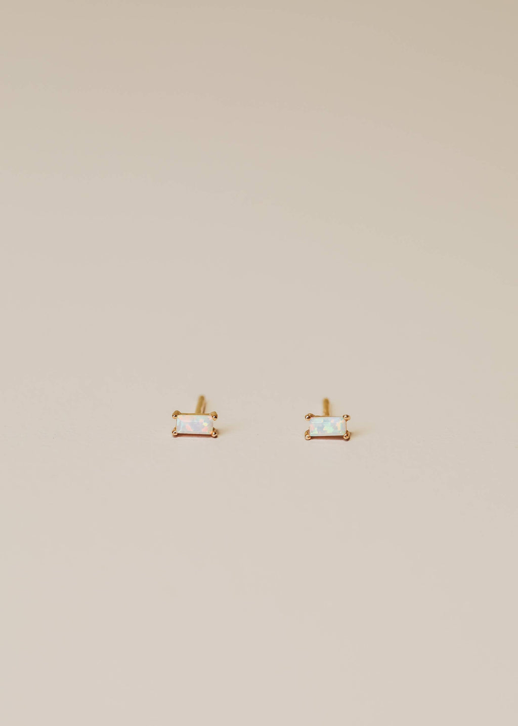 Baguette - White Opal Earrings