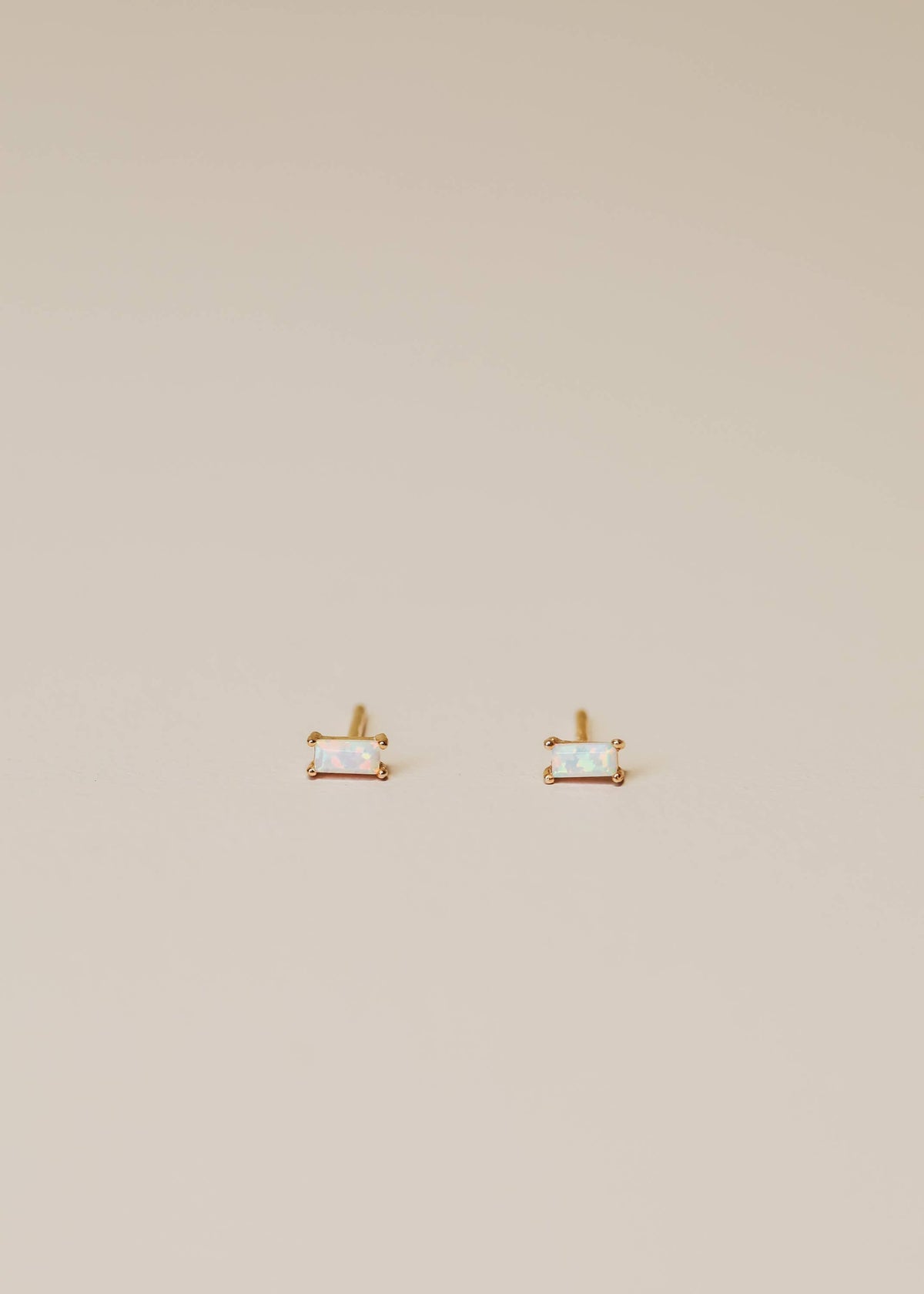 Baguette - White Opal Earrings