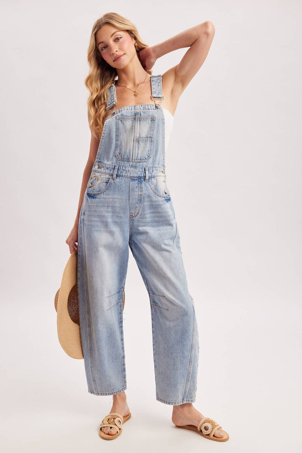 Farrah Denim Barrel Overalls