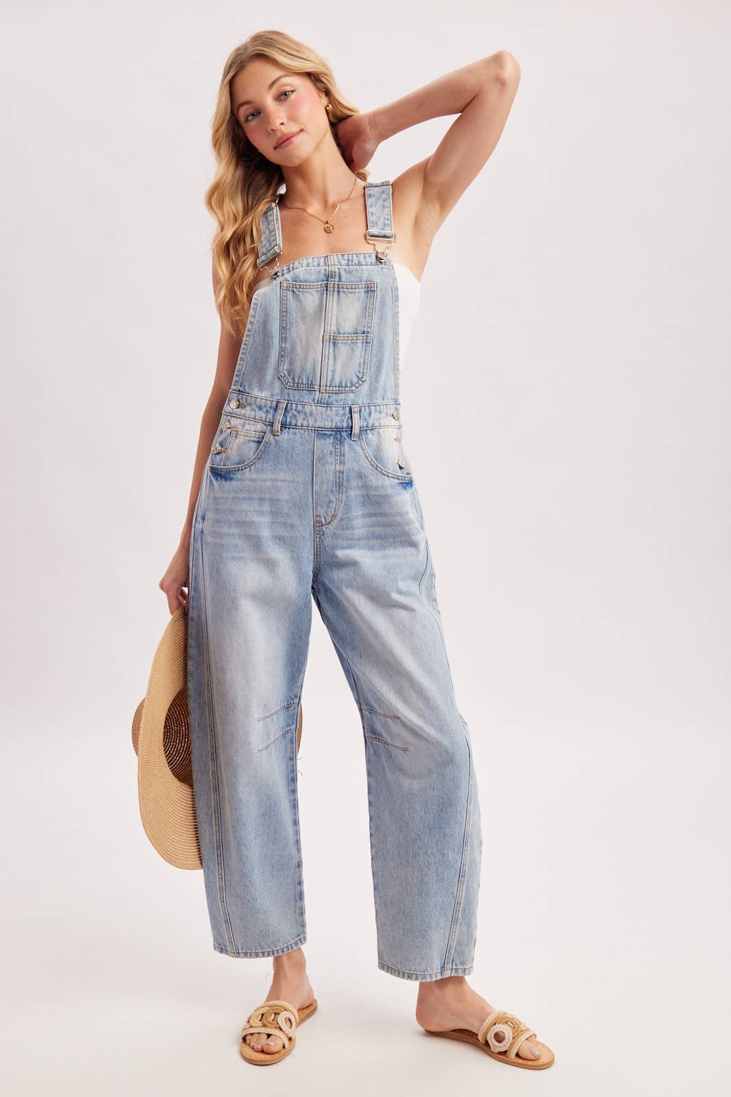 Farrah Denim Barrel Overalls