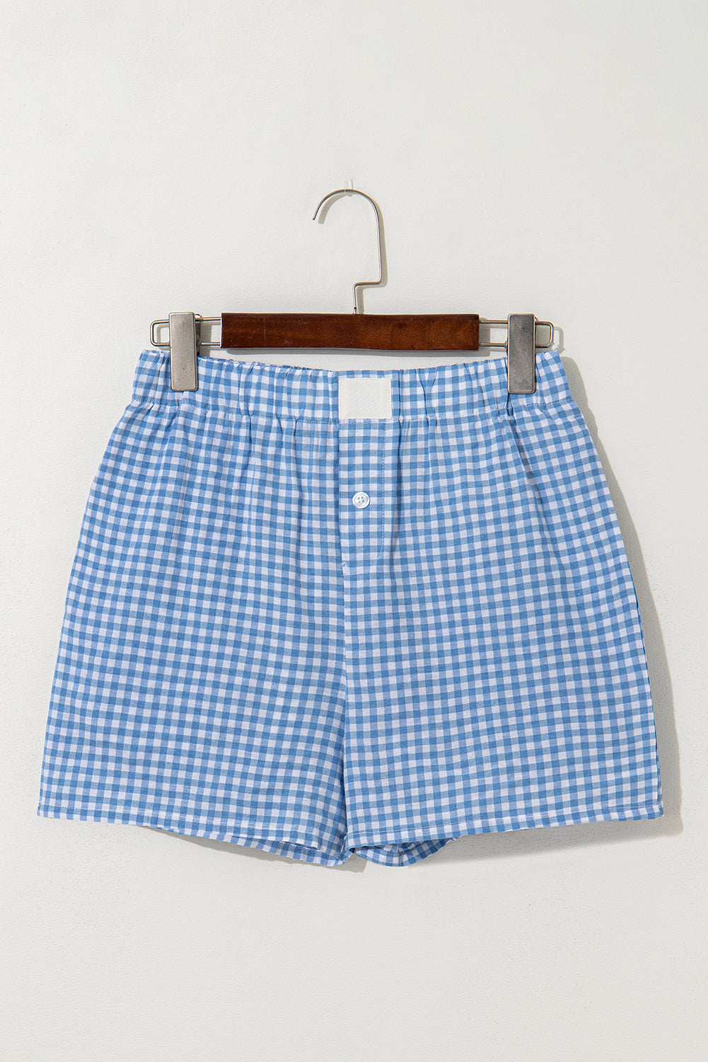 Fern Green Vintage Plaid Print High Waisted Loose Wide Leg Shorts
