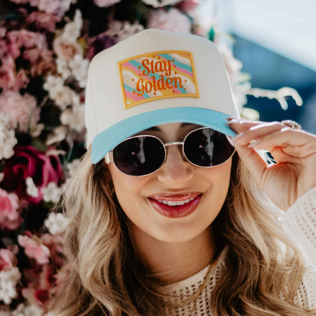 Stay Golden Patch Two-Toned Fitted Hat