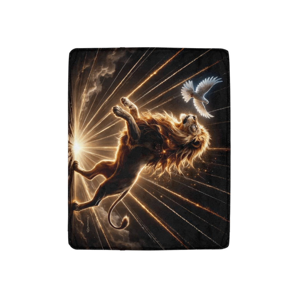 Lion of Judah and Holy Spirit with Golden Rays -Ultra Soft Micro Fleece Blanket (multiple sizes)