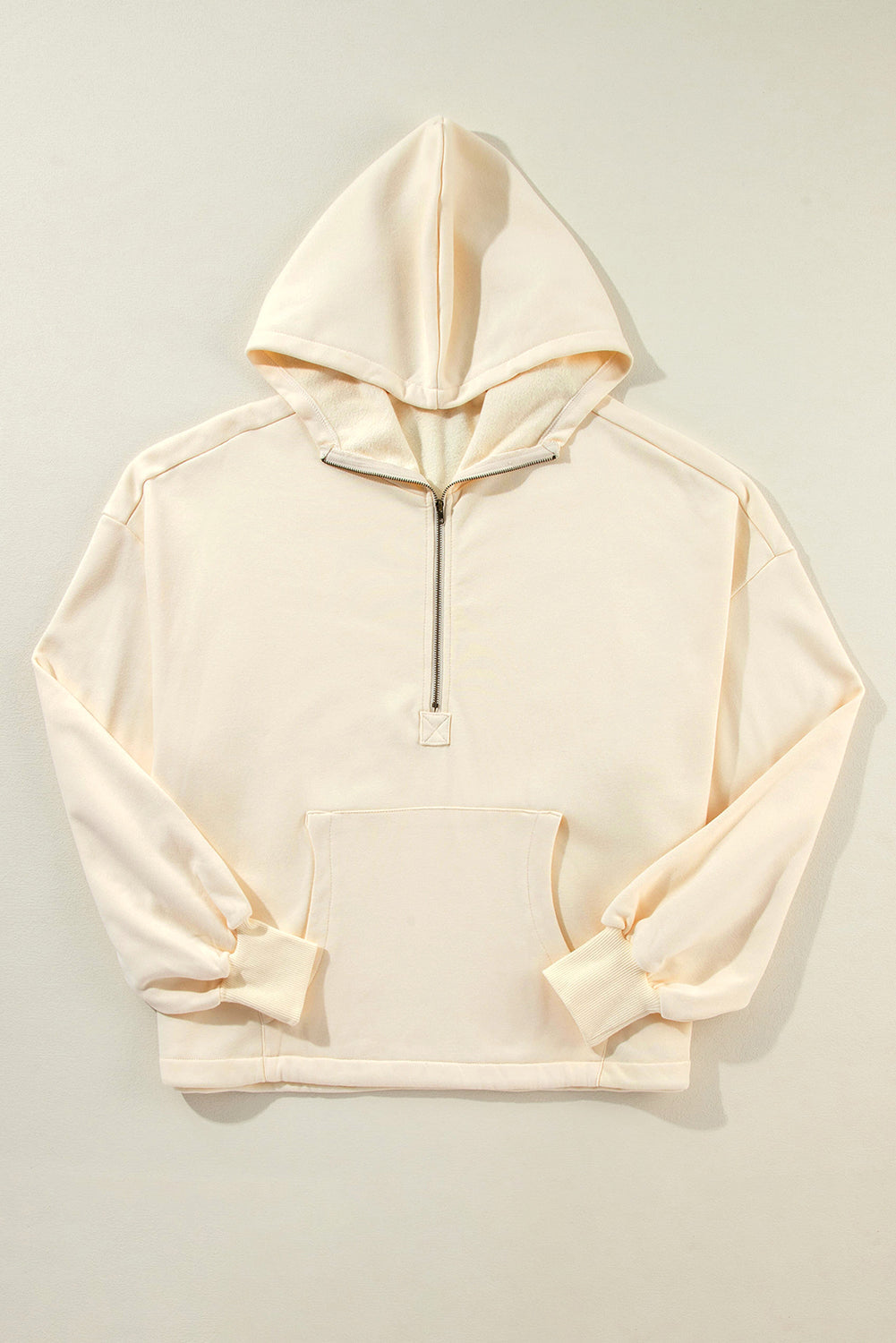 Orange Half Zipper Kangaroo Pockets Drop Shoulder Hoodie