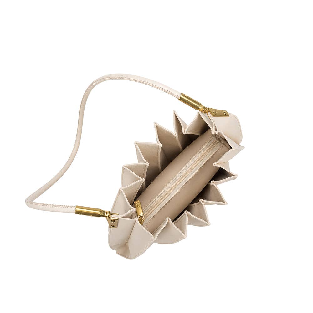 Carrie Ivory Pleated Shoulder Bag