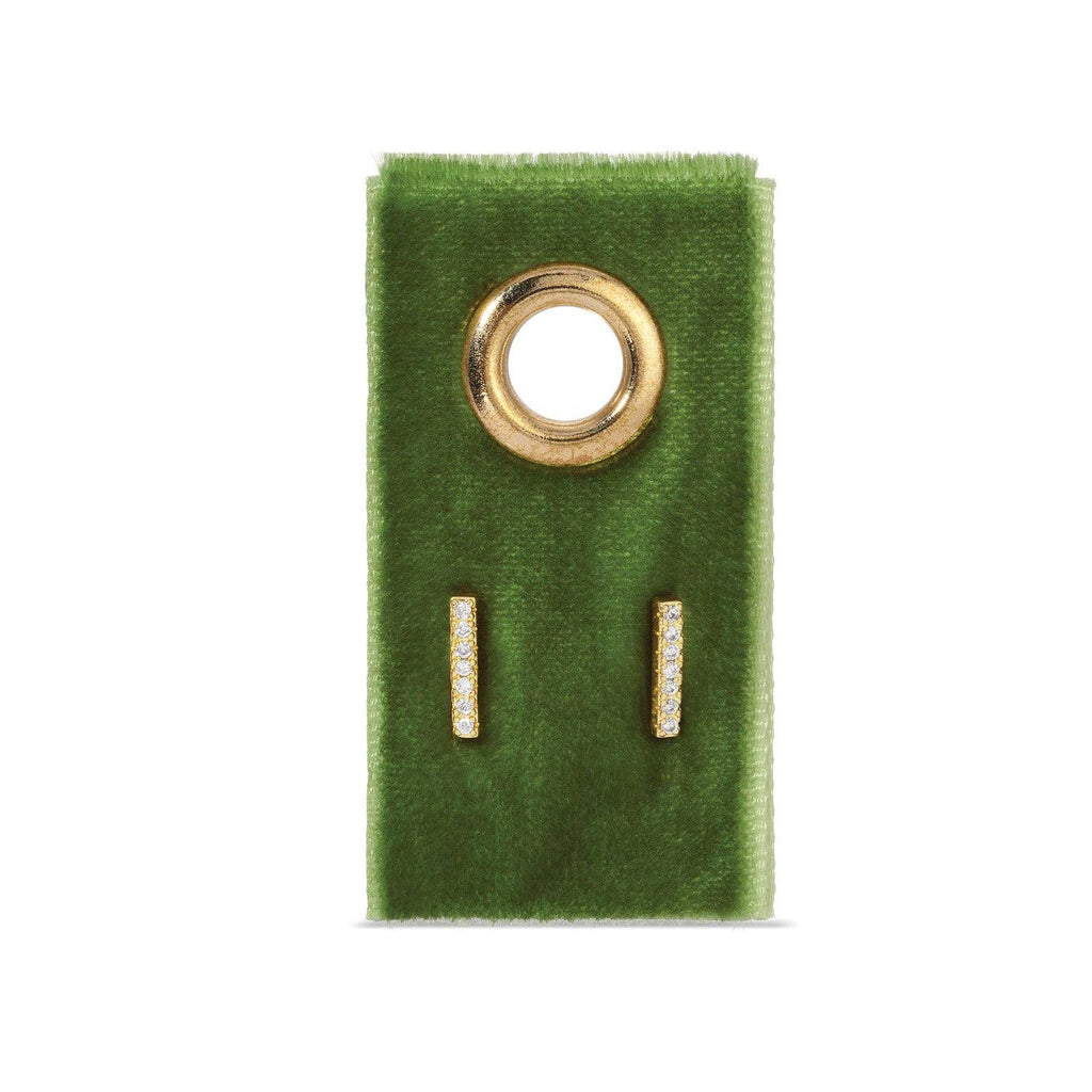 Pave Bar Studs On Velvet Gift Tag