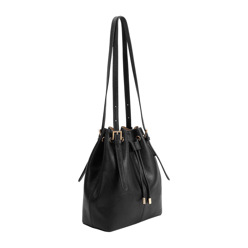 Sally Black Recycled Vegan Leather Shoulder Bag