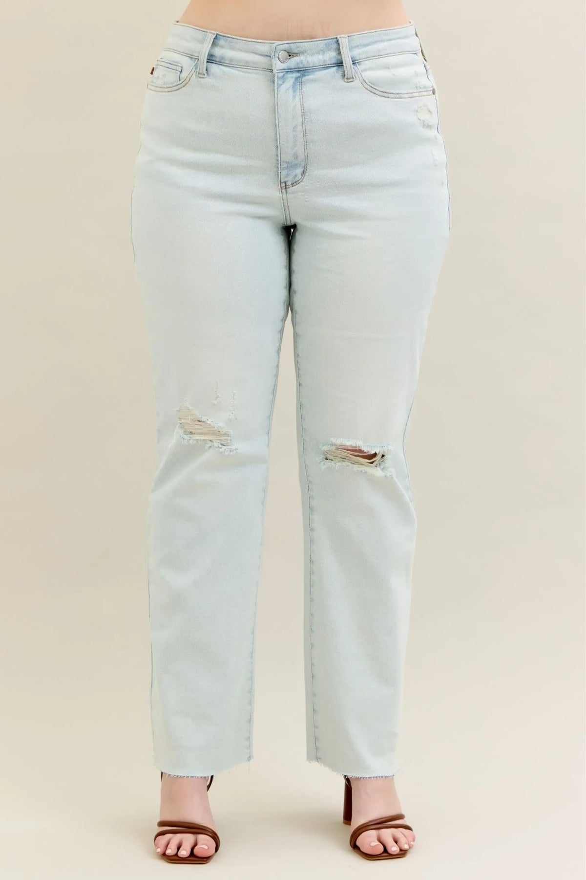 Judy Blue Full Size Destroy & Fray Hem Bootcut Jeans Plus Size