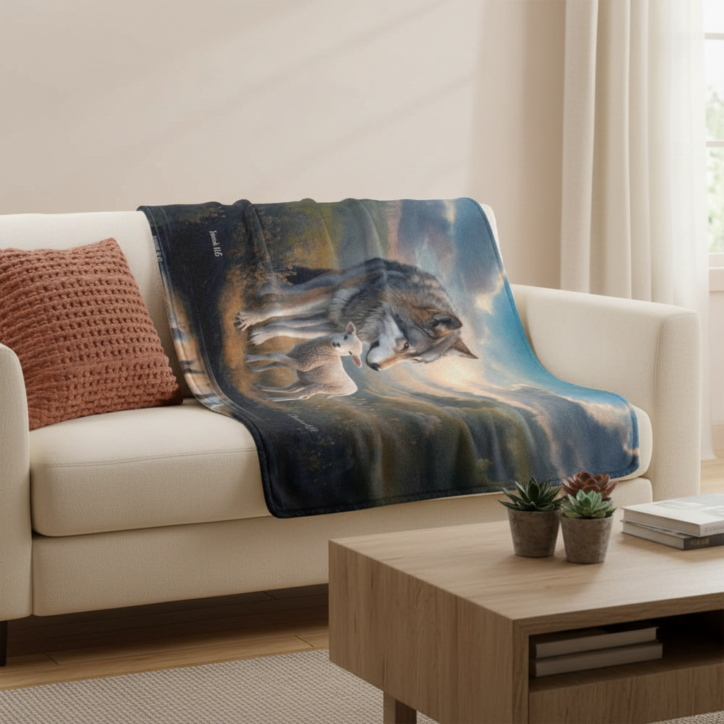 Wolf and Lamb Reflection Isaiah 11:6 Ultra-Soft Micro Fleece Blanket (multiple sizes)