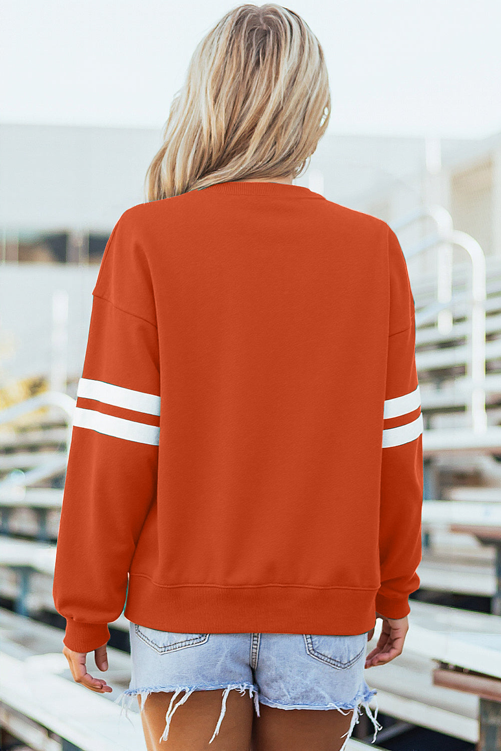 Coffee Varsity Striped Detail Drop Shoulder Oversized Sweatshirt