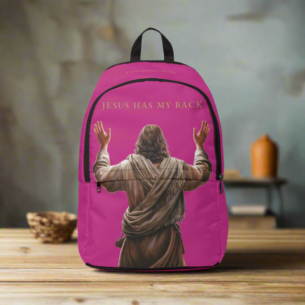 "Jesus Has My Back" Christian Backpack (Choose Pink Shade)