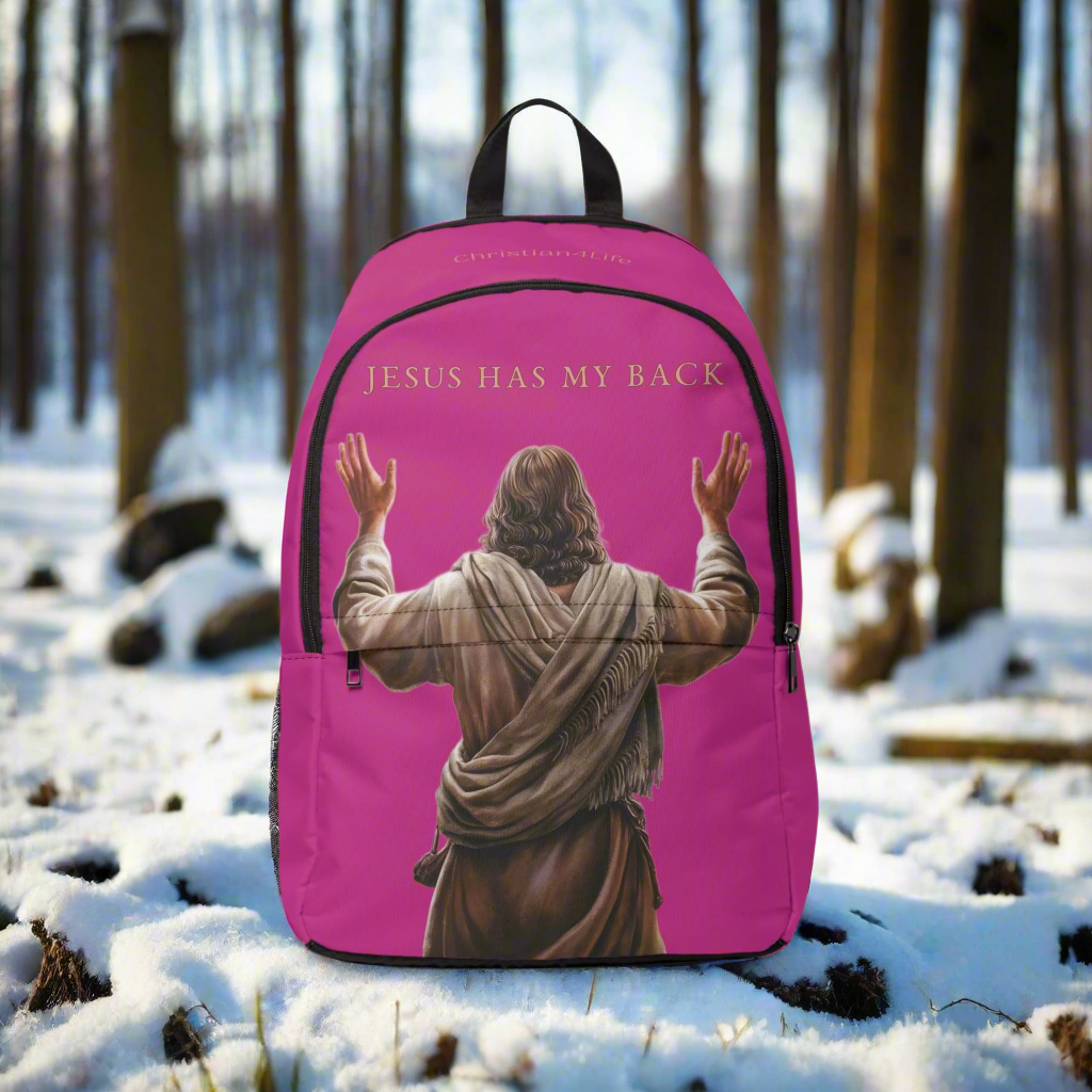 "Jesus Has My Back" Christian Backpack (Choose Pink Shade)