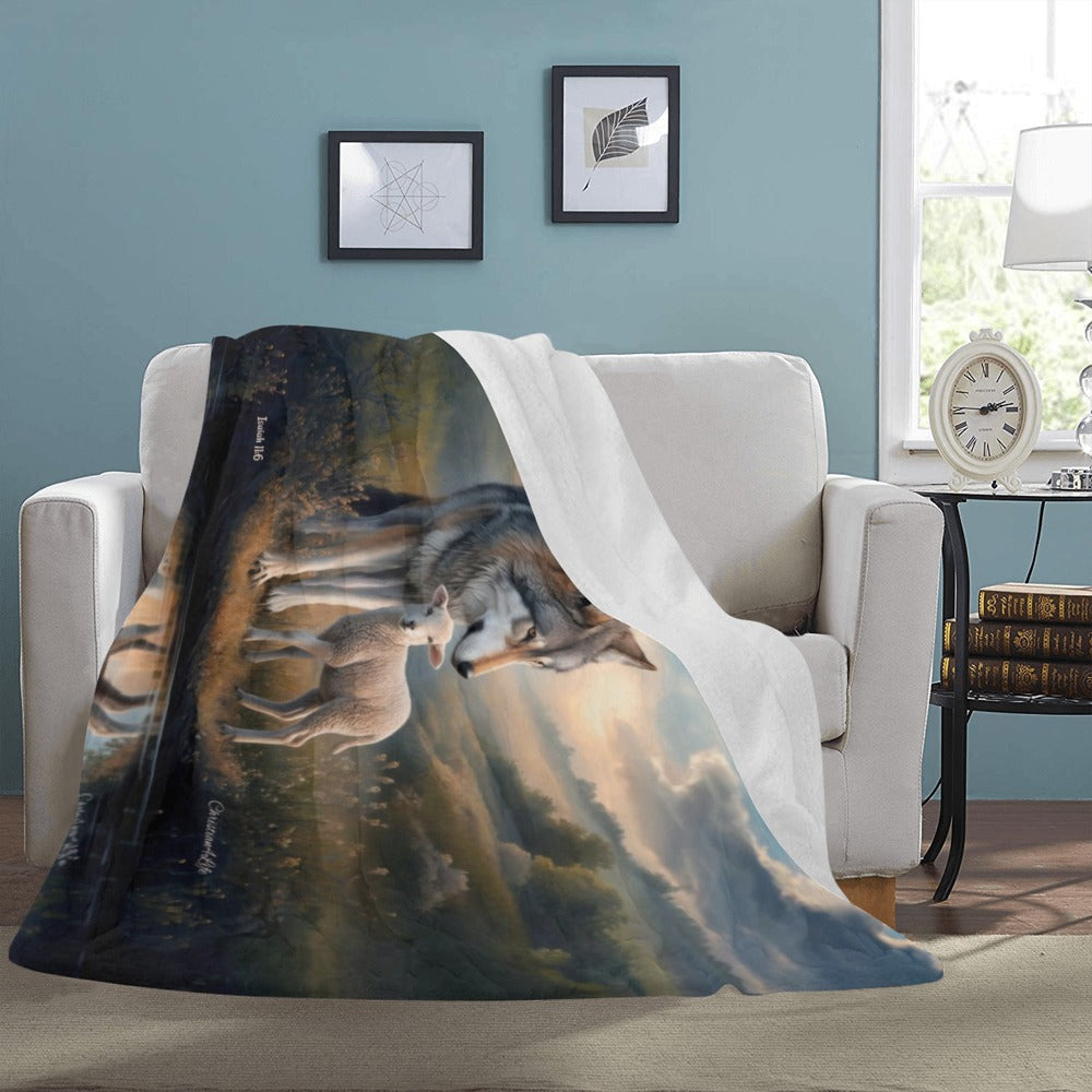 Wolf and Lamb Reflection Isaiah 11:6 Ultra-Soft Micro Fleece Blanket (multiple sizes)