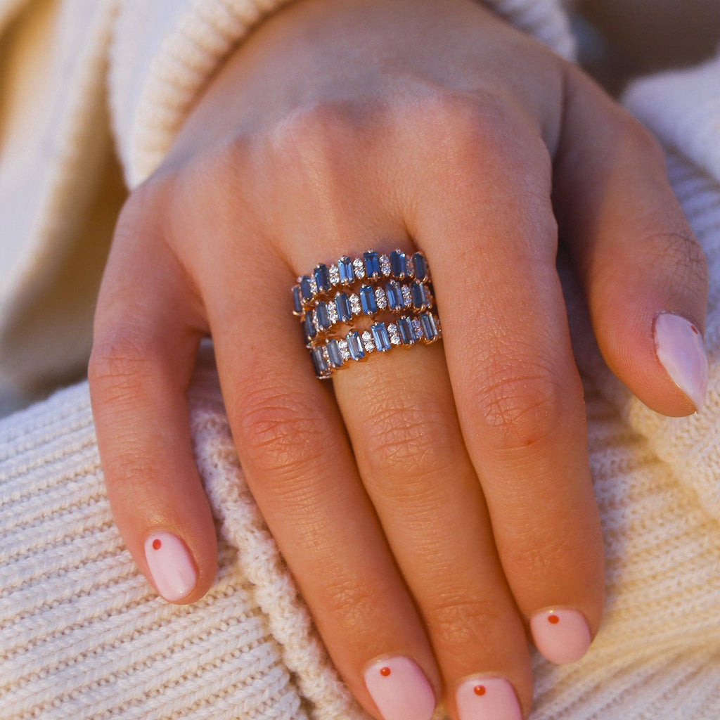 Rose Gold London Blue Topaz Canary Ring