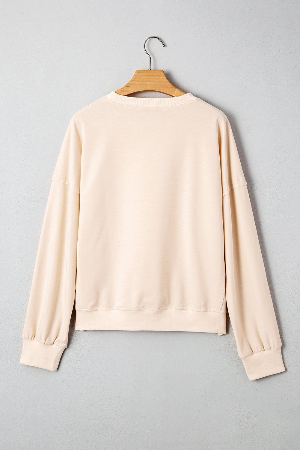 Smoke Green Raw Edge Flower Patch Drop Shoulder Casual Top