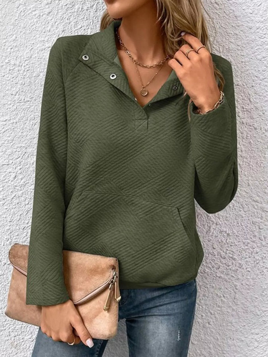 Textured Quarter Snap Sweatshirt