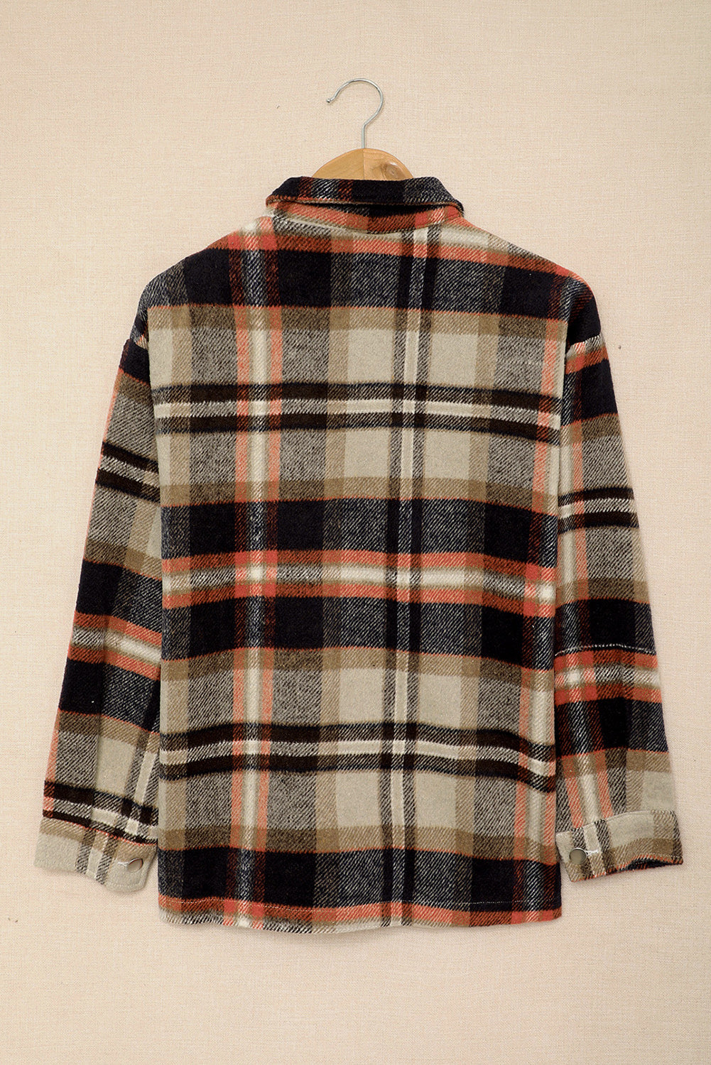 Brown Plaid Button Up Long Sleeve Flannel Shacket