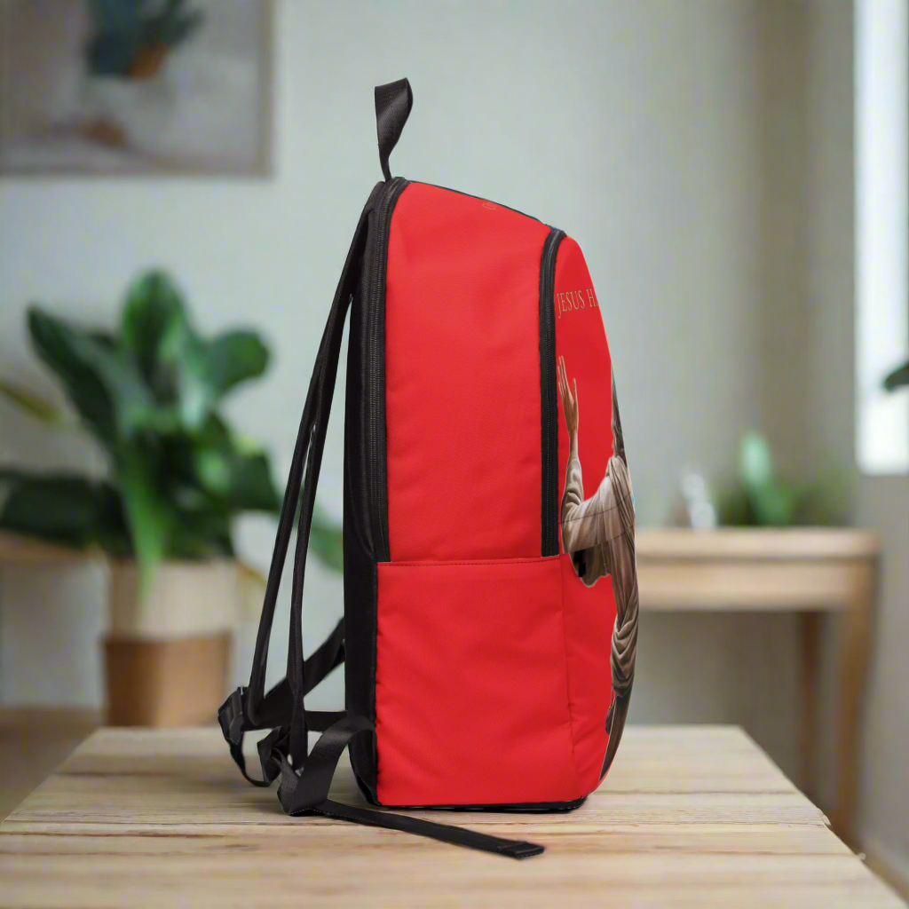 "Jesus Has My Back" Christian Backpack (Choose Red Shade)
