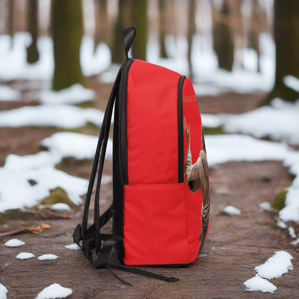 "Jesus Has My Back" Christian Backpack (Choose Red Shade)