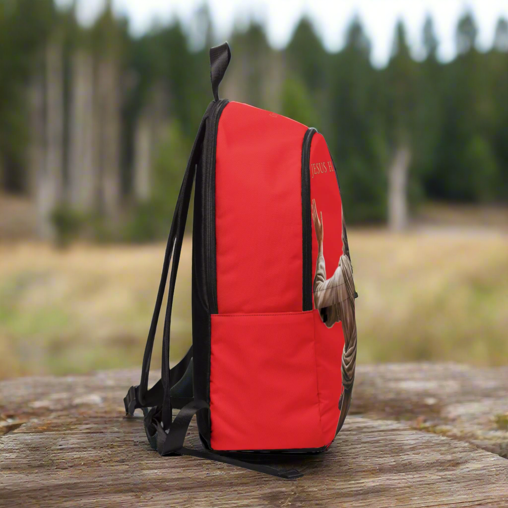 "Jesus Has My Back" Christian Backpack (Choose Red Shade)