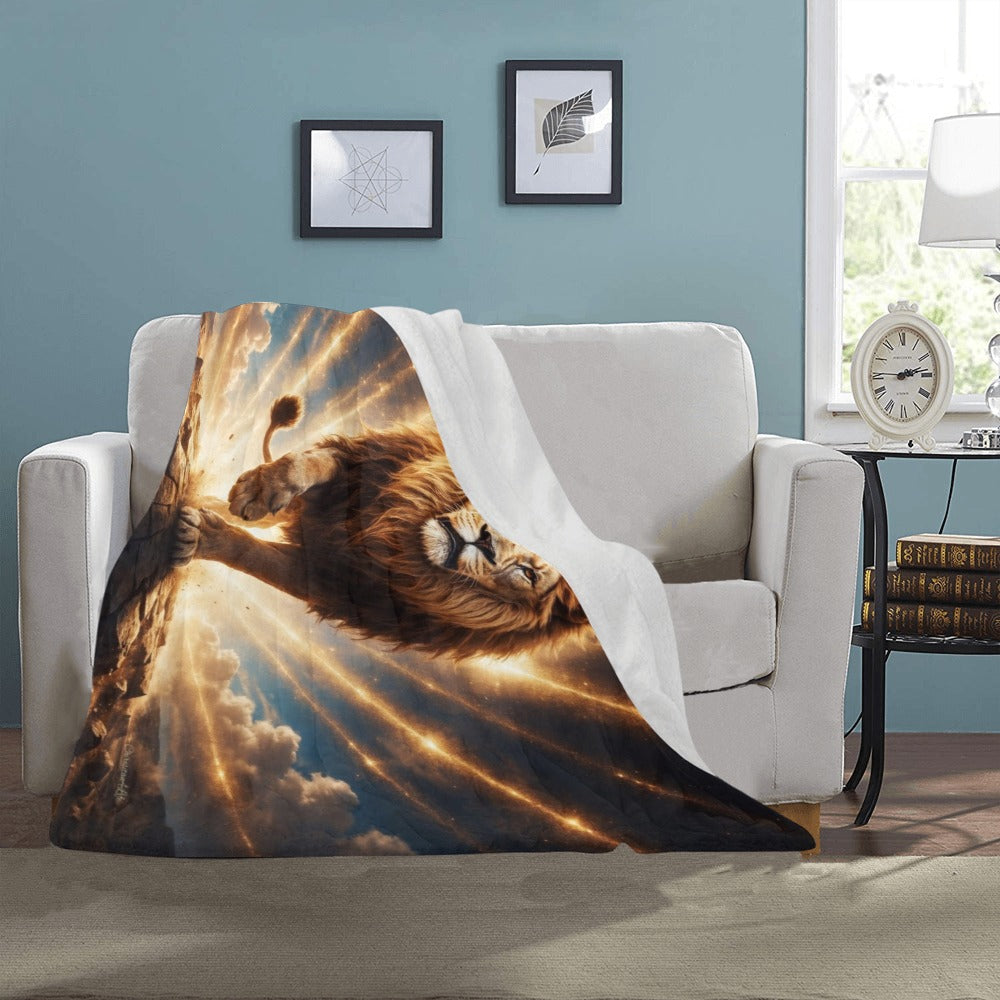 Lion of Judah, Holy Spirit, Clouds and Golden Rays -Ultra-Soft Micro Fleece Blanket (4 sizes)