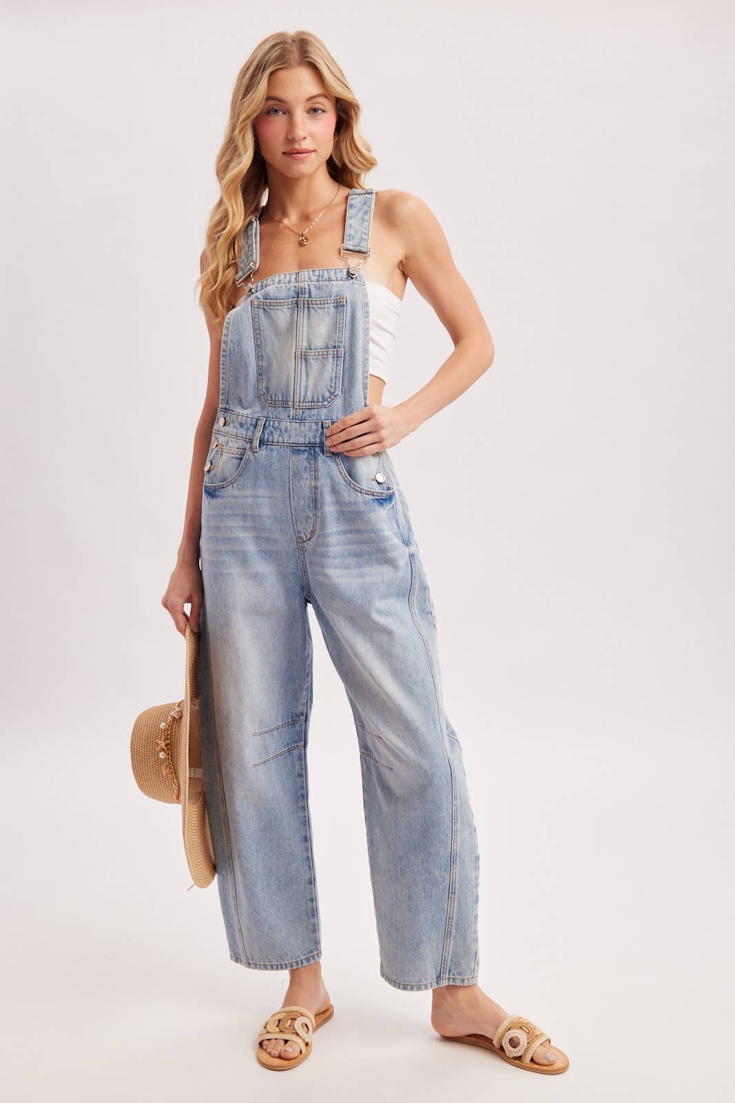 Farrah Denim Barrel Overalls