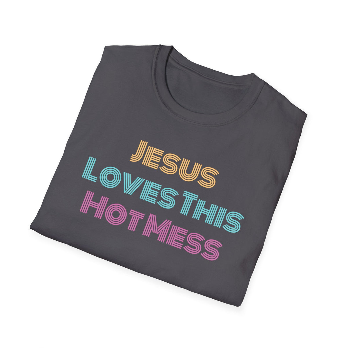 Unisex "Jesus Loves this Hot Mess" Christian Cotton Softstyle T-Shirt