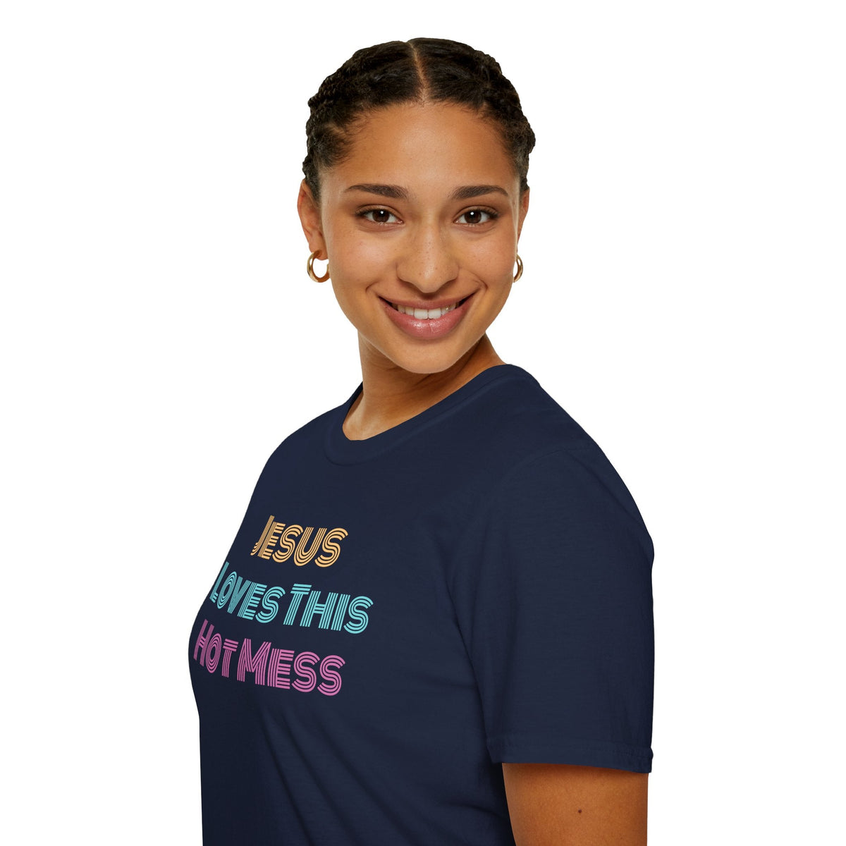 Unisex "Jesus Loves this Hot Mess" Christian Cotton Softstyle T-Shirt