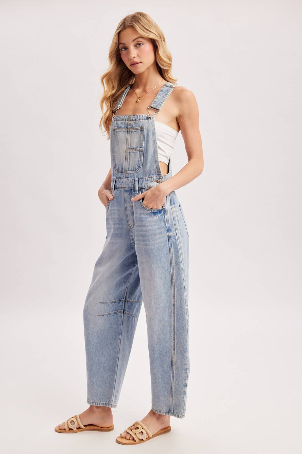 Farrah Denim Barrel Overalls