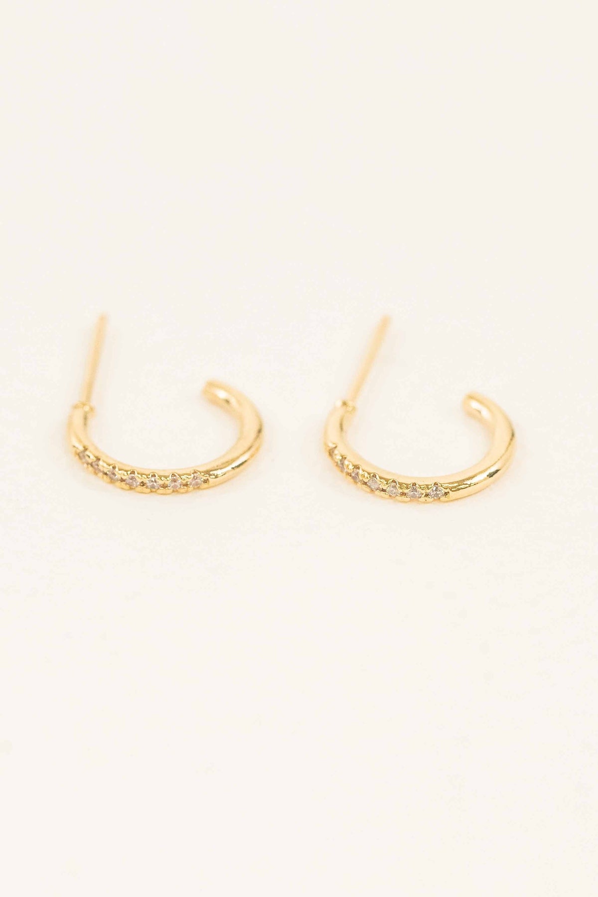 Thin Stone Hoop Earrings | Gold