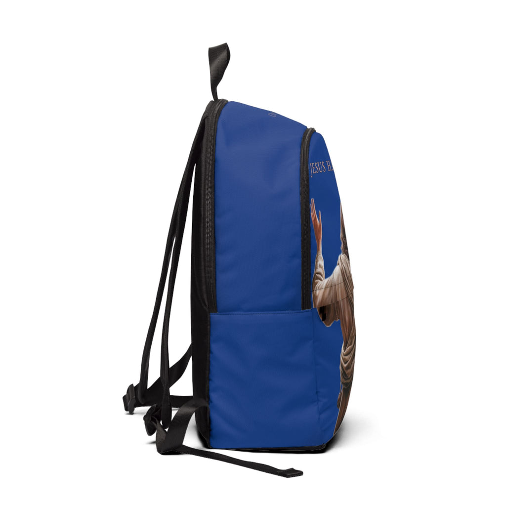 "Jesus Has My Back" design Christian Backpack (Choose Blue Shade)