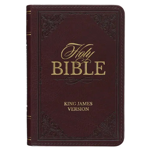 KJV Holy Bible, Mini Pocket Size, Faux Leather Red Letter Edition - Ribbon Marker, King James Version, Burgundy - Leather