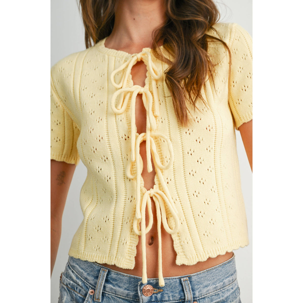 Juliet Scalloped Tie-Front Top