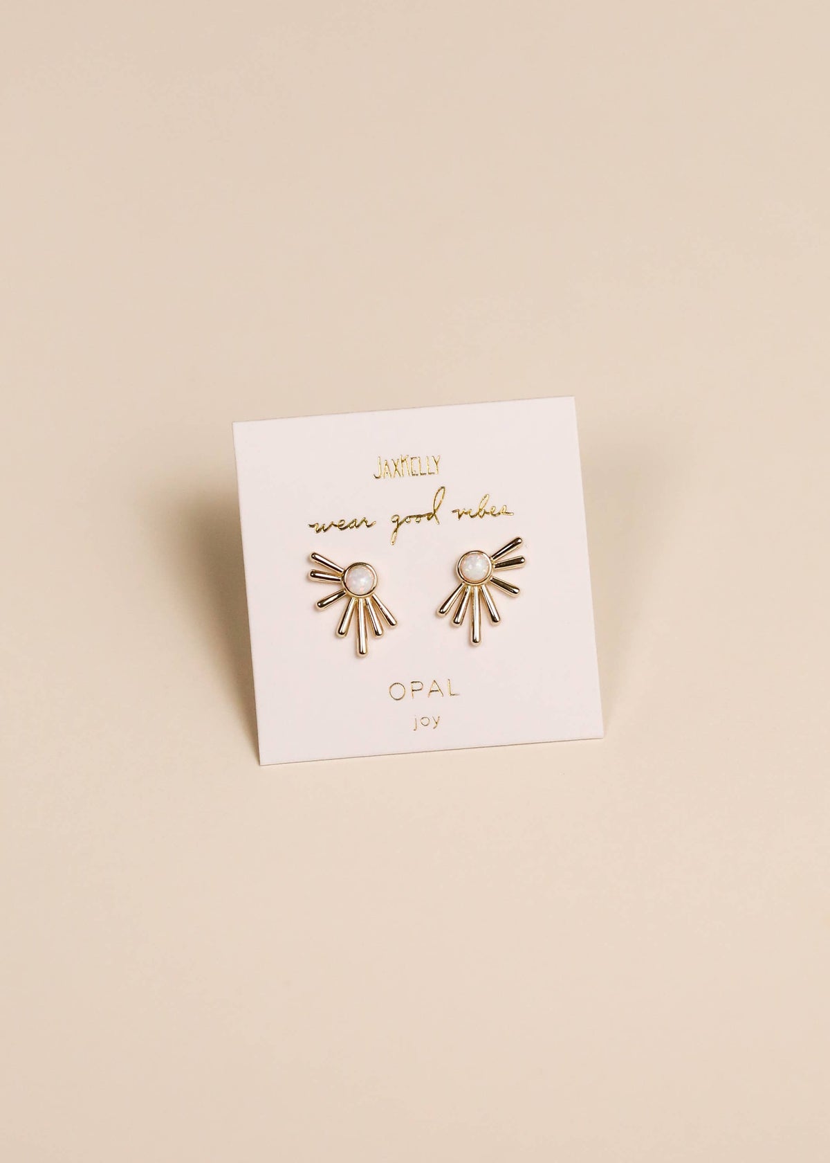 Sun Ray White Opal Earring